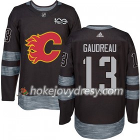 Pánské Hokejový Dres Calgary Flames Johnny Gaudreau 13 1917-2017 100th Anniversary Adidas Černá Authentic